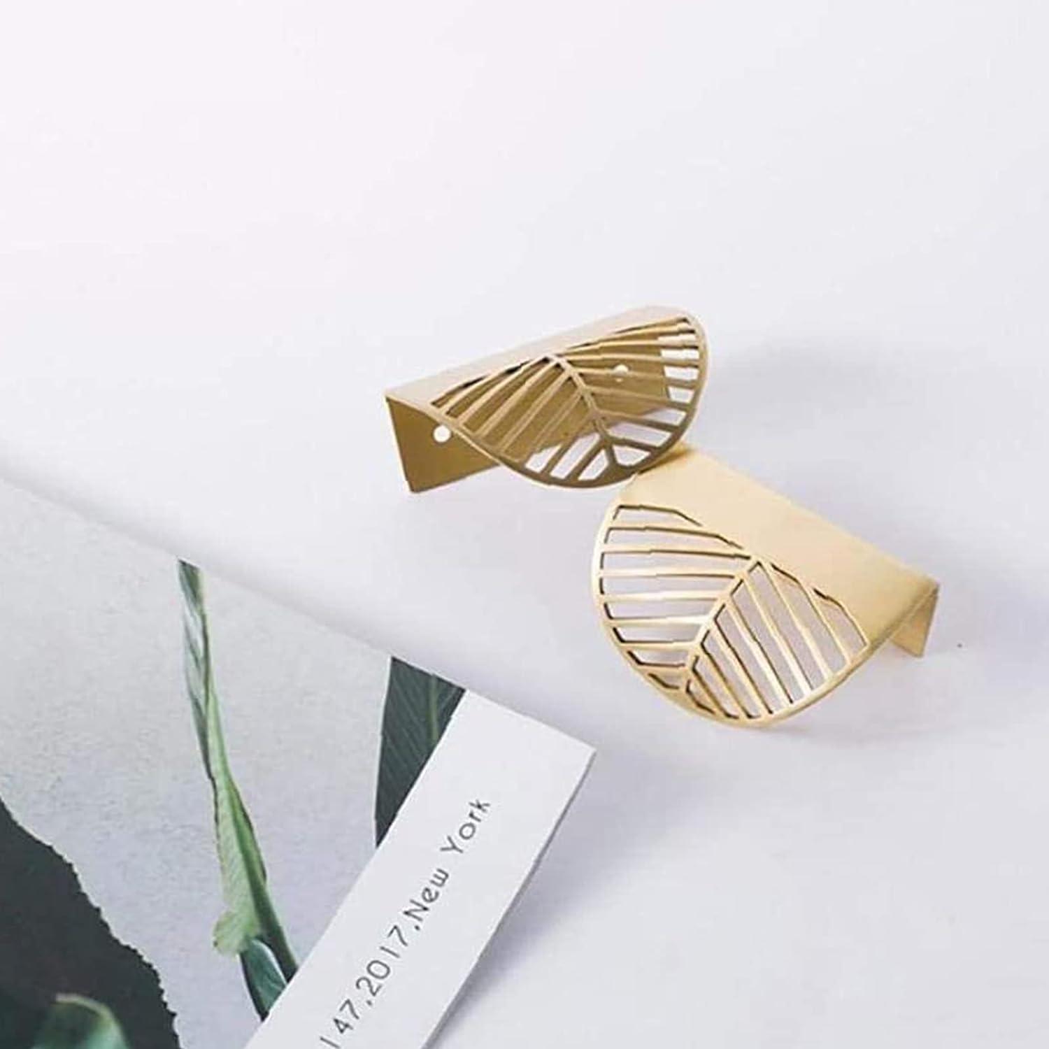 4 chiếc Hình chiếc lá Tay nắm tủ bằng vàng Tay nắm tủ bằng đồng thau Vàng Tay nắm cửa nhà bếp bằng đồng Núm kéo ngăn kéo Phần cứng 6mm cho độ dày cửa 20MM