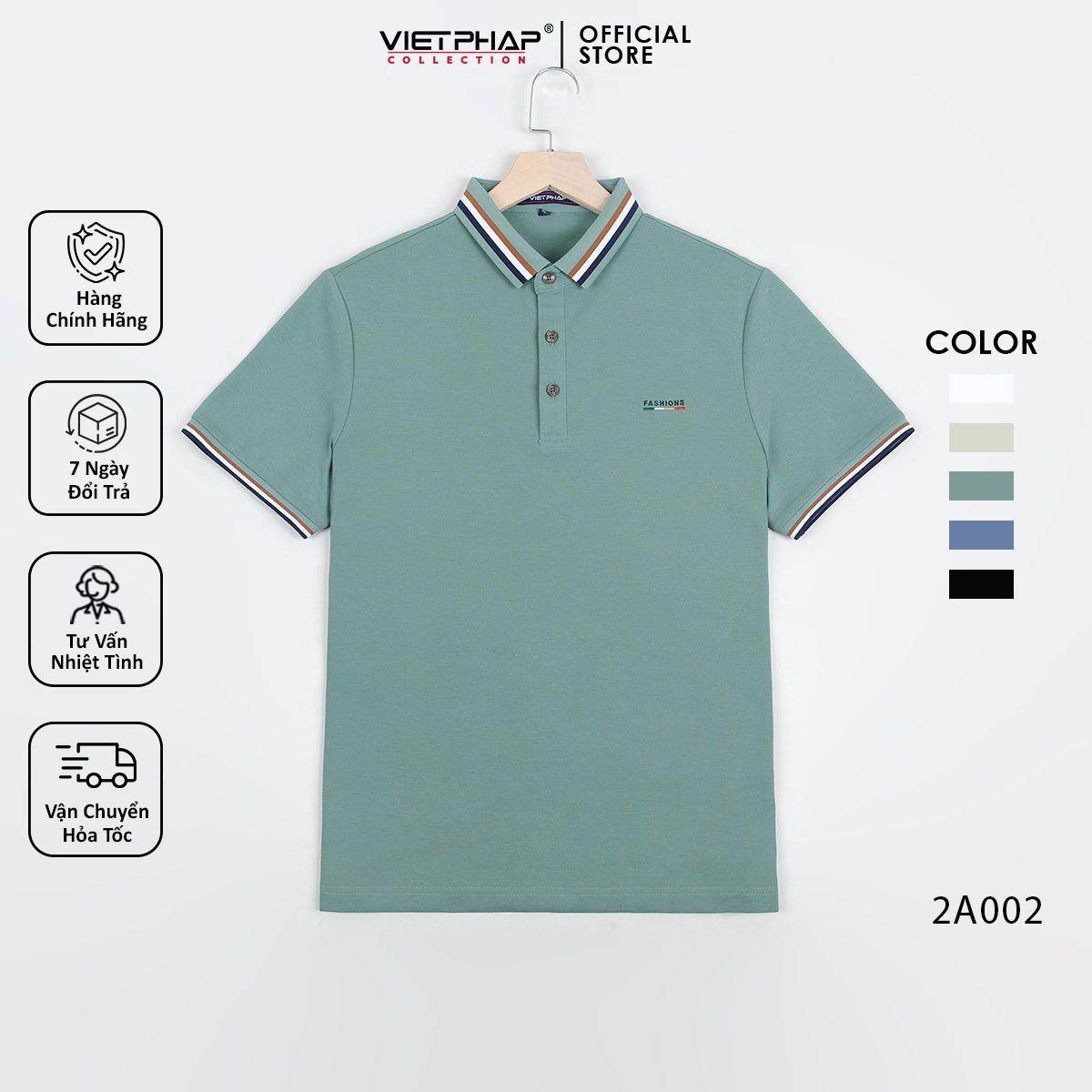 Hình ảnh Áo Thun Polo Nam Cao Cấp VIỆT PHÁP / Form Basic- Chất liệu cotton dệt kiêu cá sấu co dãn thấm hút mồ hồi tốt 2A002