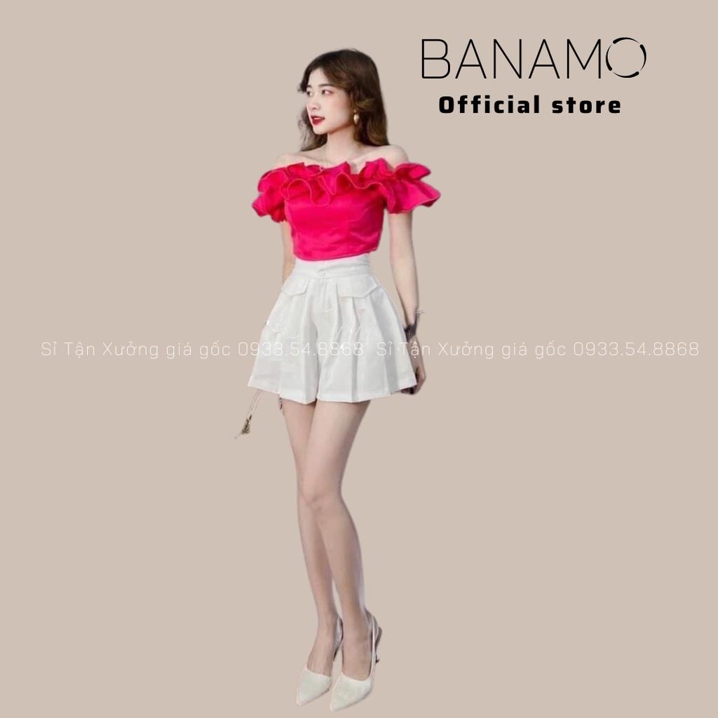 Quần short nữ túi nắp 2 khuy hàng thiết kế siêu đẹp thời trang Banamo Fashion short nữ túi nắp 2 khuy chất kaki 682