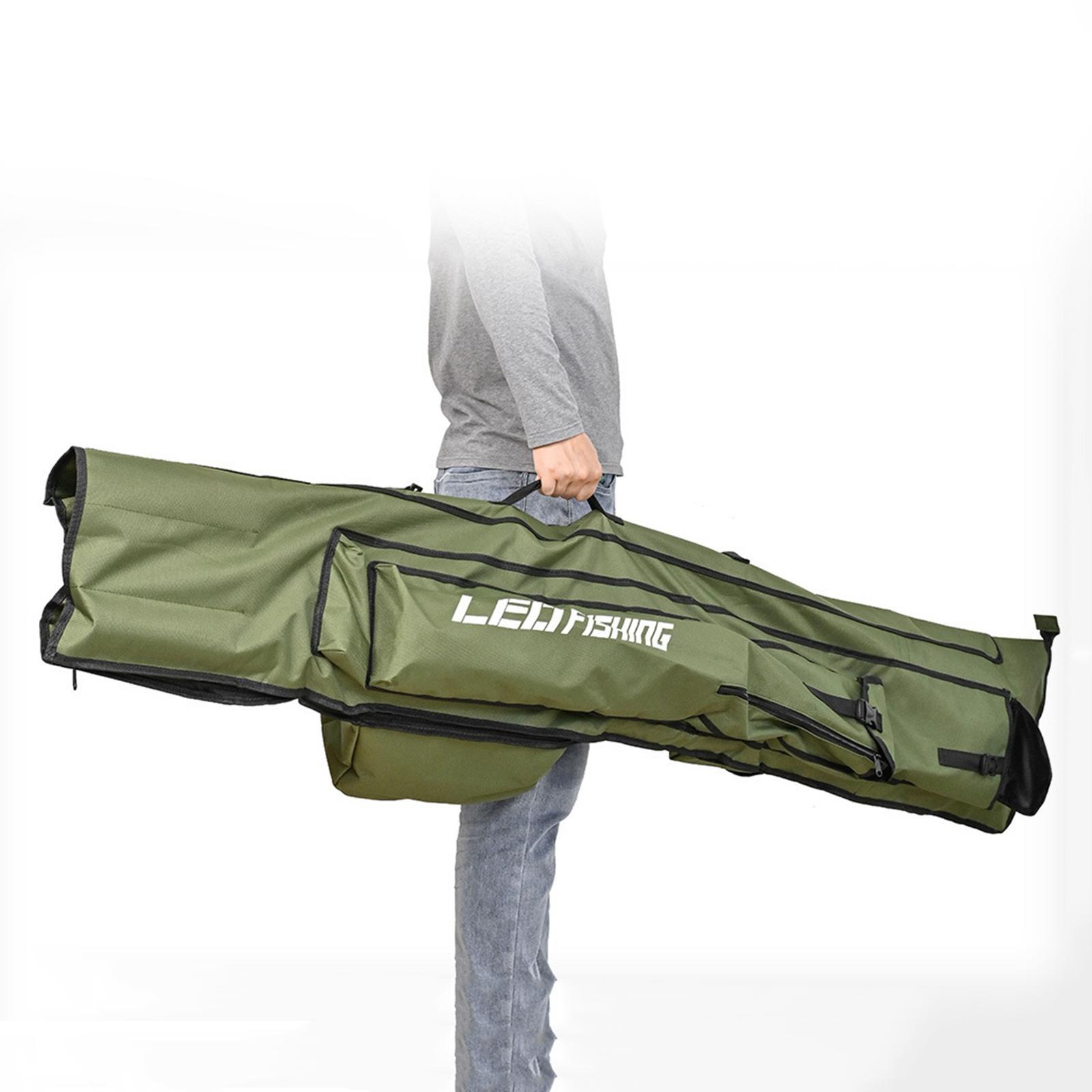 Fishing Rod Case Oxford Cloth Fishing Bag Portable Folding Fishing Rod Reel Tackle Tool Carry Case Carrier Travel Bag