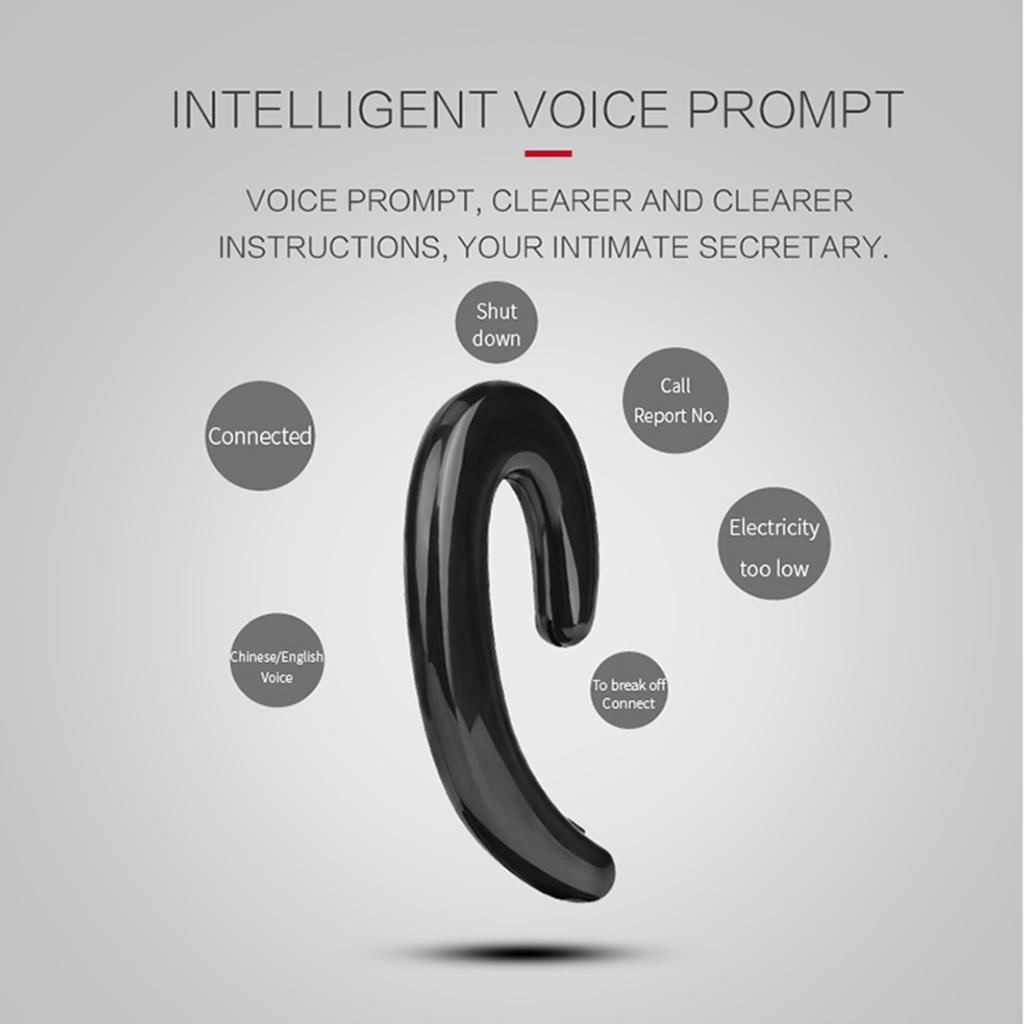 Mini Wireless Bluetooth Stereo Headset Ear-hook Earphone Non Earplugs Black