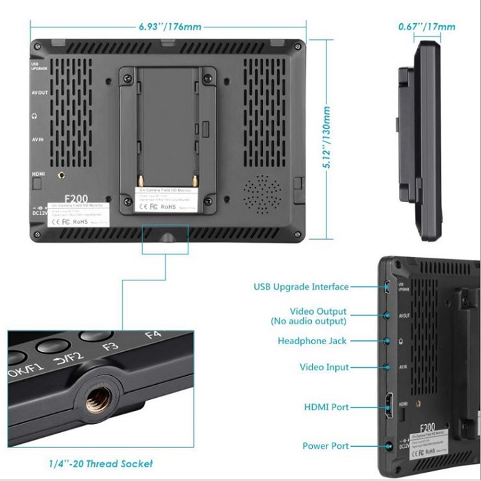 Màn hình Neewer F200 7inch 4K HDMI hàng chính hãng.