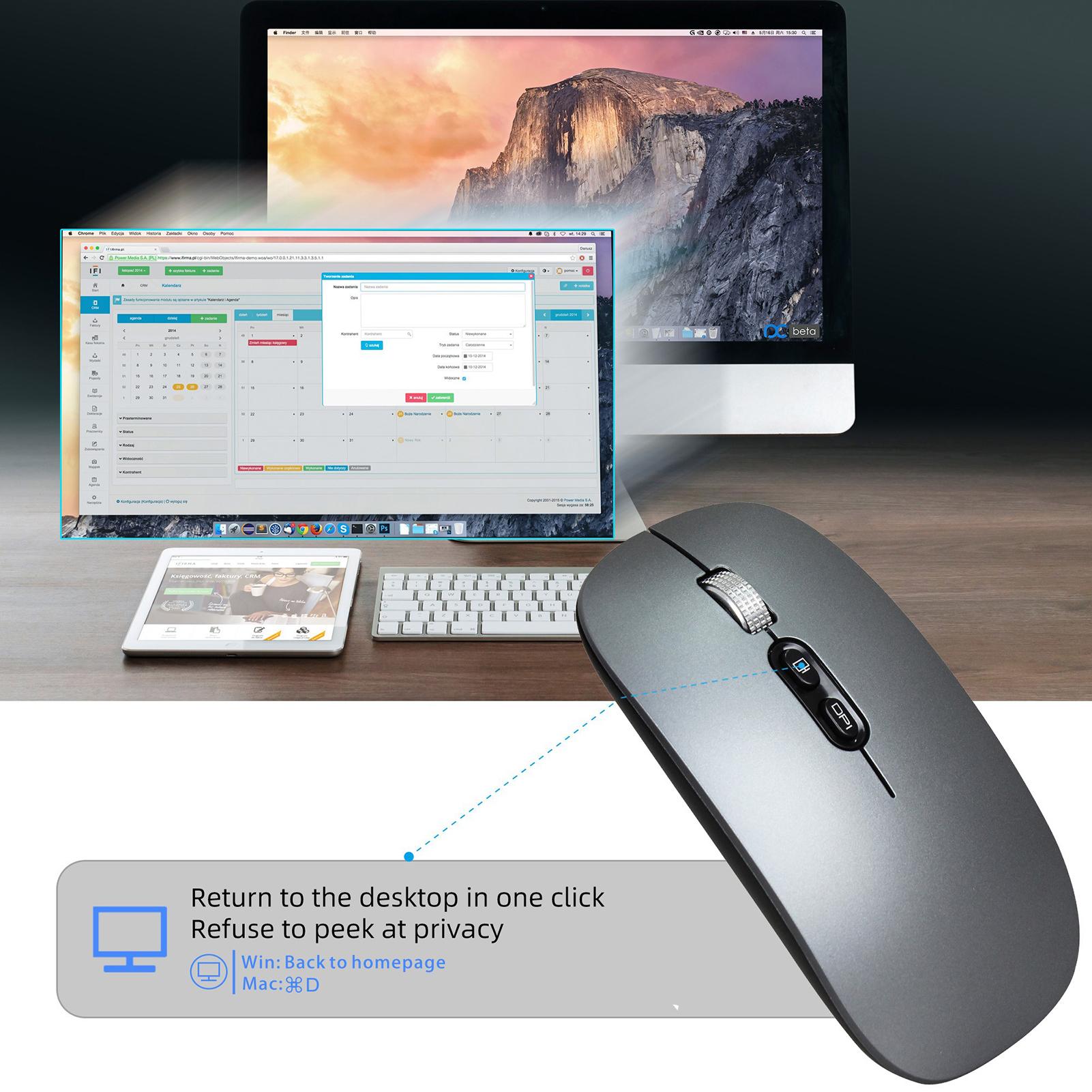 M103 2.4G+BT5.1 Chuột không dây hai chế độ Chuột văn phòng công thái học 3 bánh răng có thể điều chỉnh DPI tích hợp Pin Lithium 500mAh màu bạc
