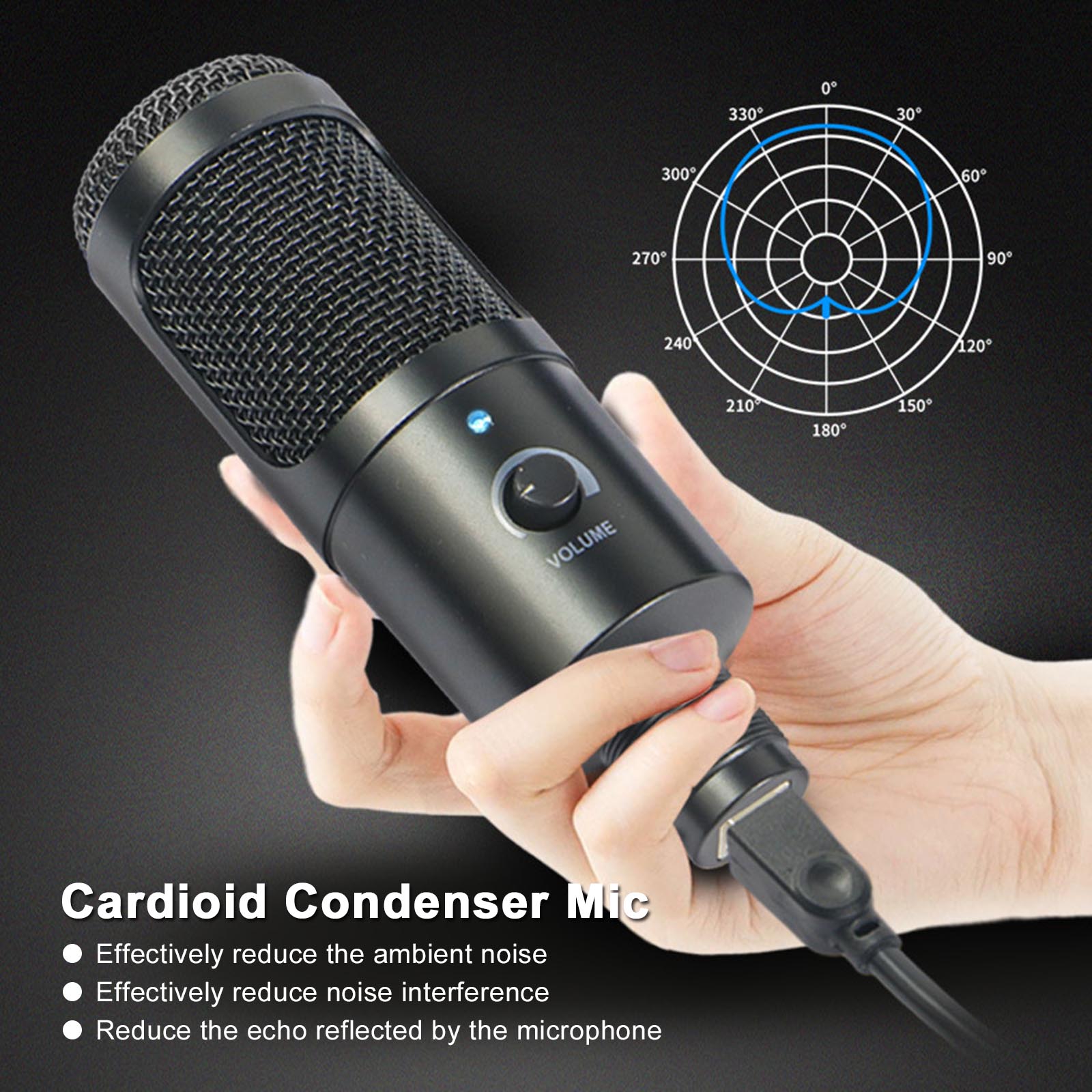 Micrô Kim Loại Ghi Âm USB Cho Máy Tính Xách Tay Cardioid Studio Có Chân Máy