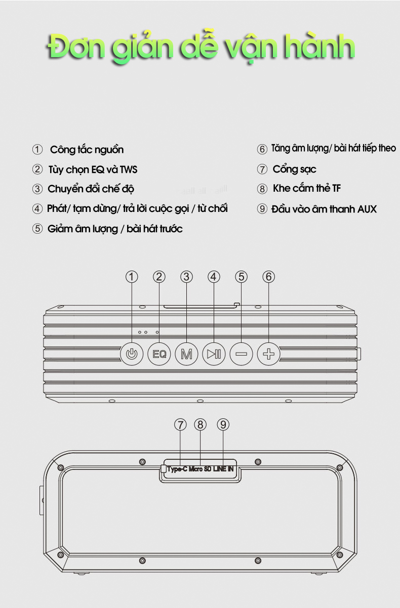 Loa nghe nhạc bluetooth ngoài trời công suất lớn 40W, âm thanh vượt trội, chống thấm nước IPX7 PKCB PF1017 - Hàng chính hãng