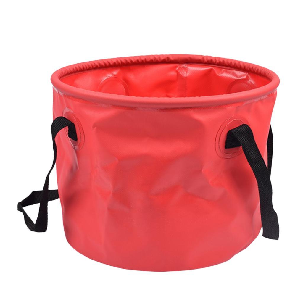 Outdoor Collapsible Water Bucket Carrier Leakproof Folding Pail Red