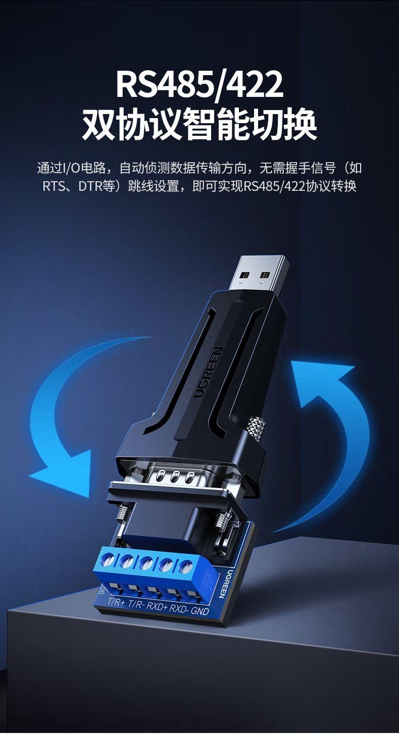 Ugreen UG80438CM345TK Bộ chuyển đổi nối tiếp USB 2.0 sang rs485 / rs422 9 chân, chip FT232 - HÀNG CHÍNH HÃNG