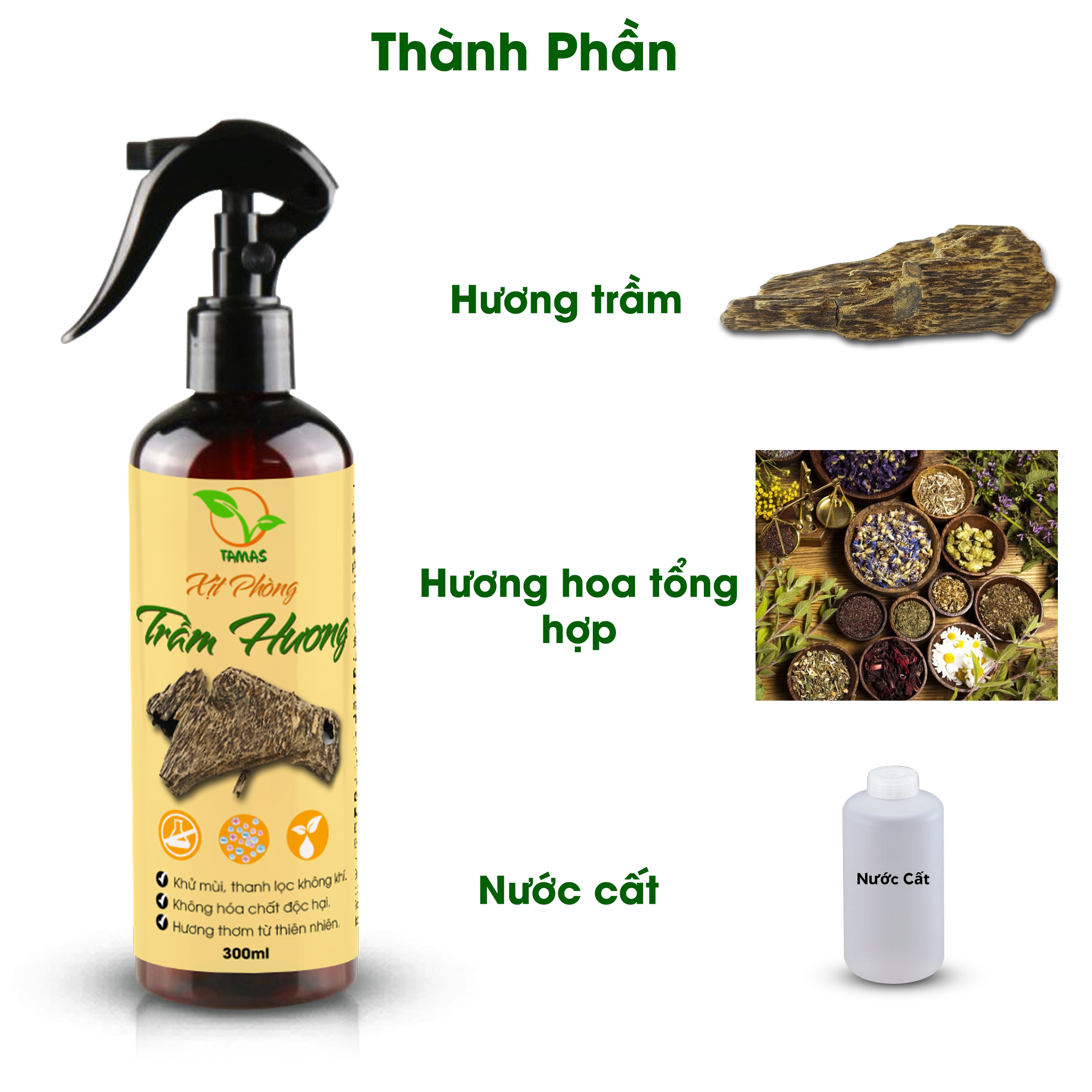 Bộ 2 chai xịt phòng thơm lâu chai 300ml, thành phần tự nhiên an toàn, giúp khử mùi, đuổi côn trùng, thư giãn, ngủ ngon