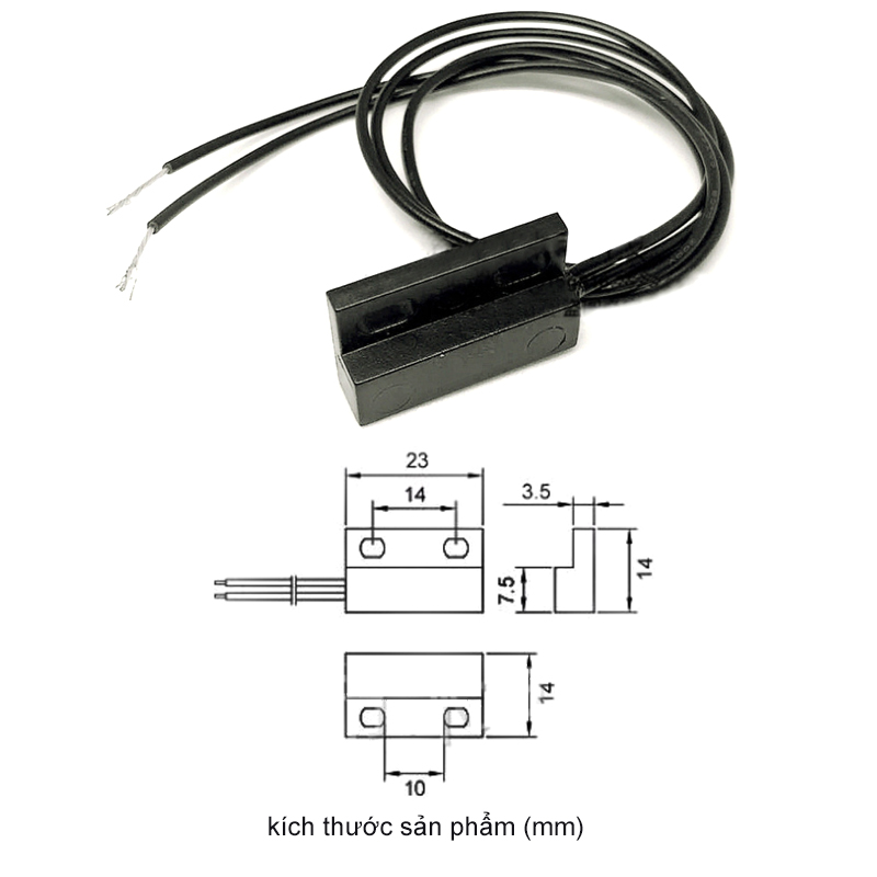 Công tắc tiện cận từ tính GBS23 loại thường đóng 12-220V 500mA (đóng mở bằng nam châm)