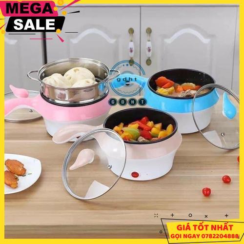 Nồi Lẩu Điện Đa Năng Kèm Giá Hấp Có Tay Cầm Tiện Dụng 18Cm, Nồi Lẩu Hấp Mini 2 Tầng Cao Cấp - Giao Hàng Toàn Quốc