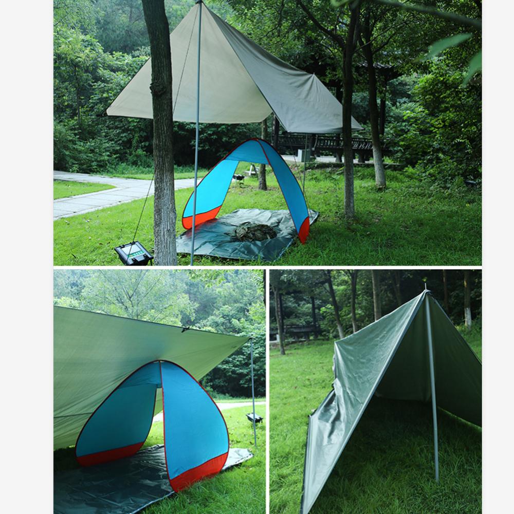 Awning Waterproof Tarp Tent Shade with Pole Folding Camping Canopy Ultralight Beach Sun Shelter for Survival Shelter