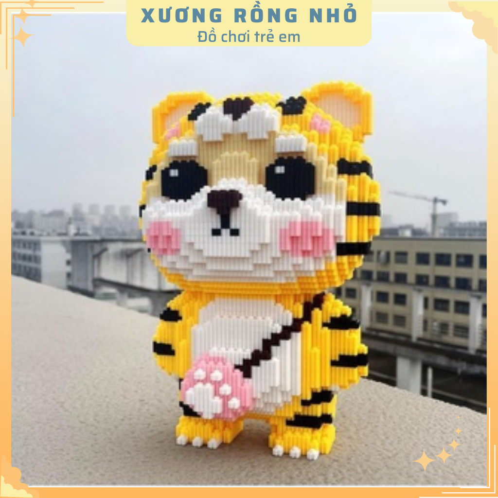 Mô hình đồ chơi  lắp ráp 3D Hổ Vàng Đi Học 30cm mô hình cỡ lớn nannoblock bear brick Xương Rồng Nhỏ