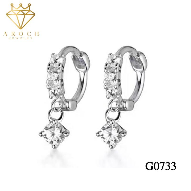 Khuyên Tai Bạc Ý Đính Đá Xinh G0733 - AROCH Jewelry