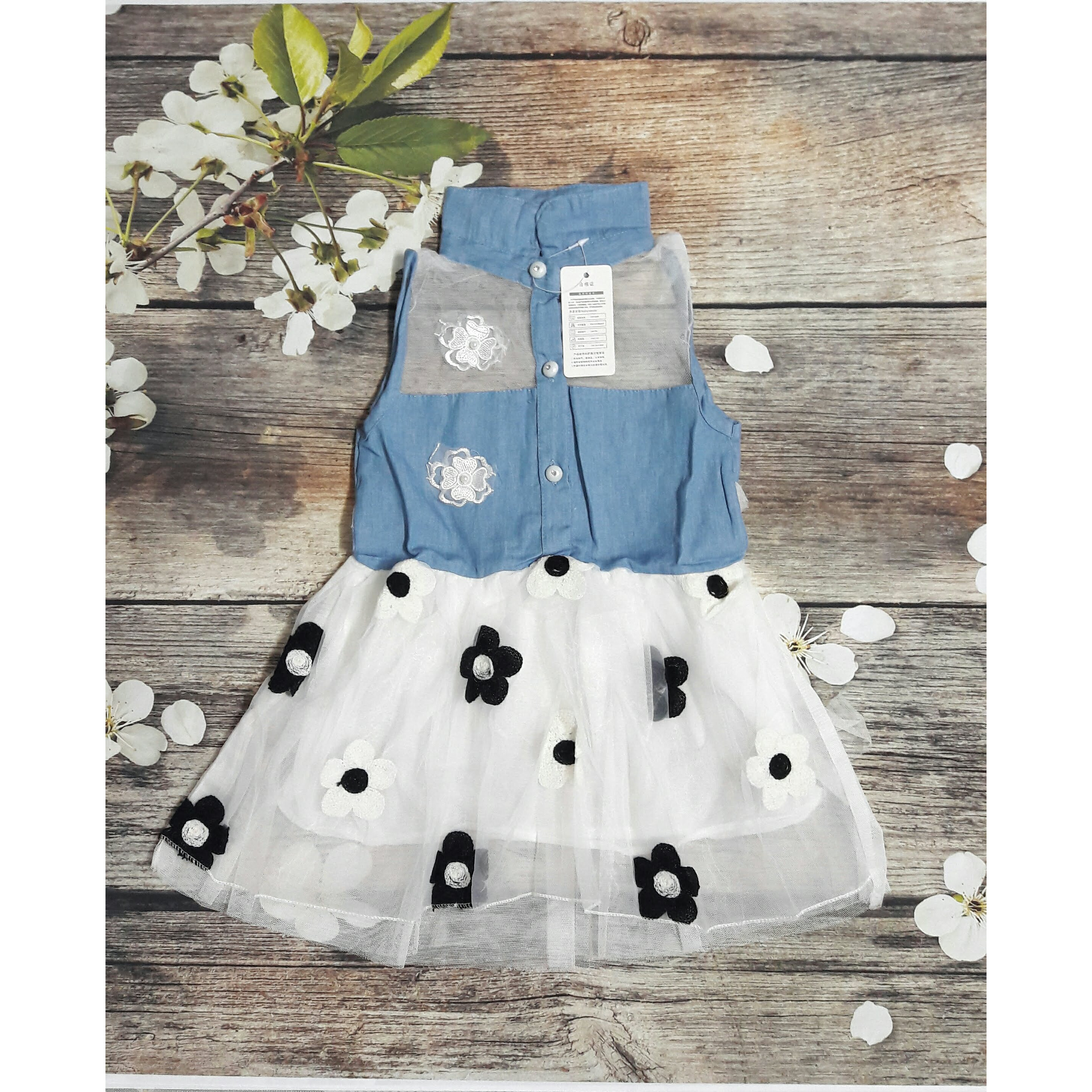 Đầm denim phối Hoa