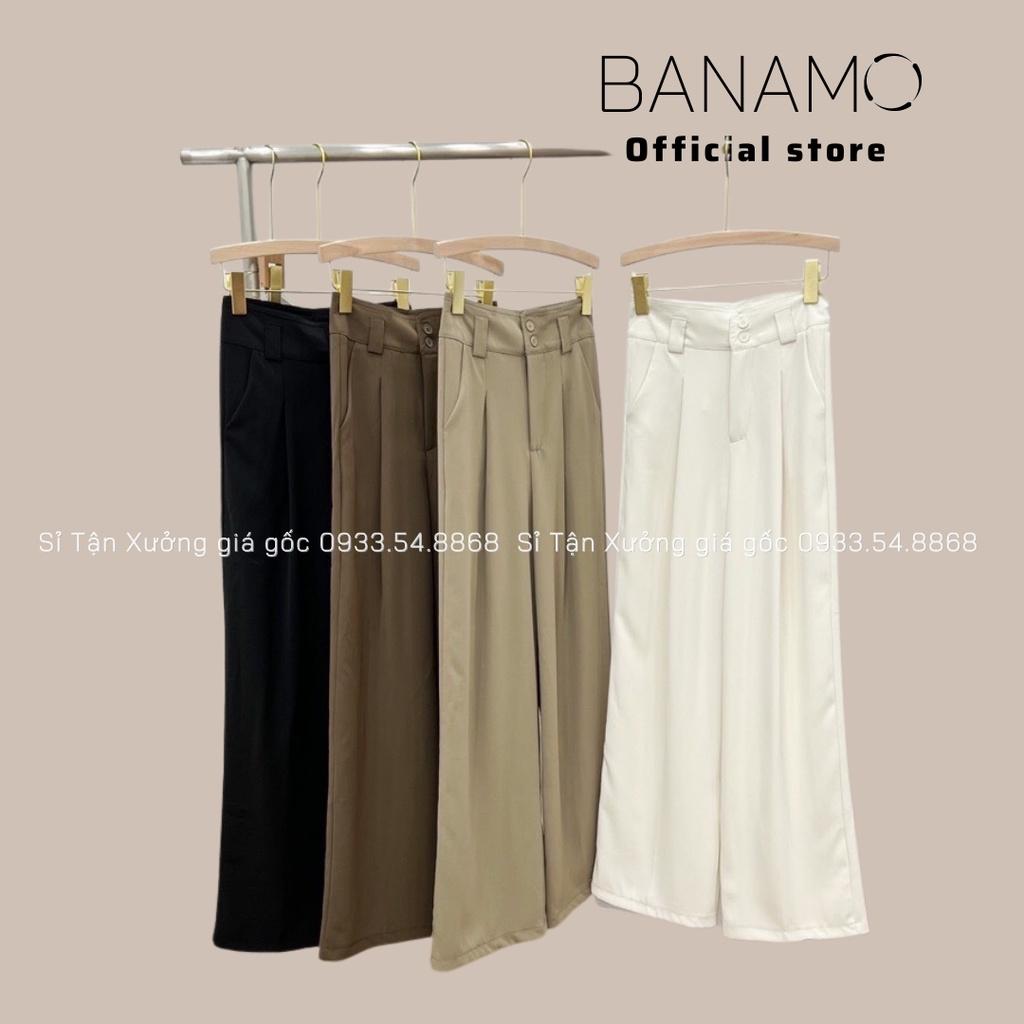 Quần ống suông đỉa bản to chất siêu đẹp thời trang Banamo Fashion sớ suông đỉa to 973