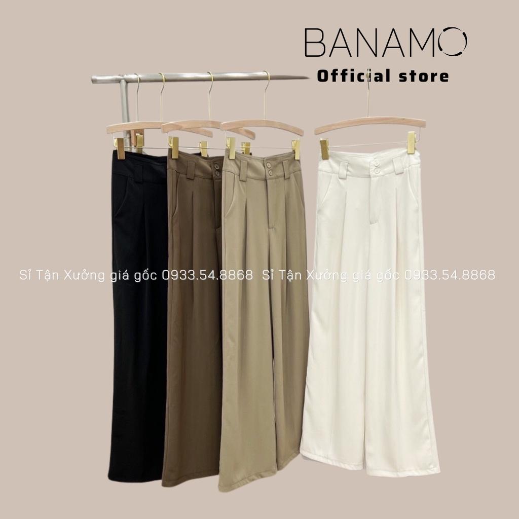 Quần ống suông đỉa bản to chất siêu đẹp thời trang Banamo Fashion sớ suông đỉa to 973