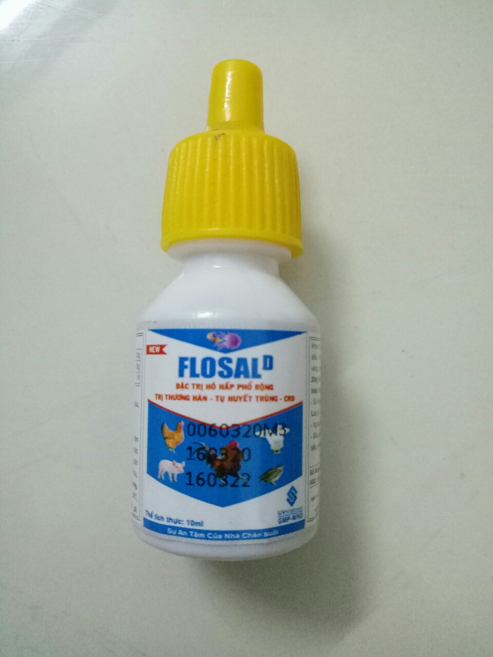 1 lọ flosal D trị hô hấp, thương hàn, tiêu chảy cho chim, vẹt, gà, vịt