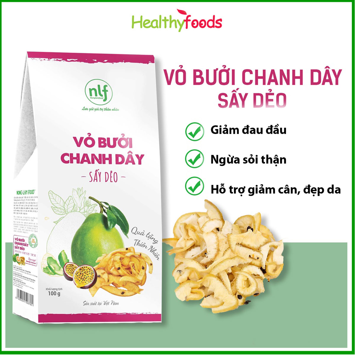 Vỏ Bưởi Chanh Dây Sấy Dẻo Nông Lâm Food, 100% Từ Thiên Nhiên, Đô Ăn Vặt Tốt Cho Sức Khỏe Giảm Cân Đẹp Da- Hàng Chính Hãng