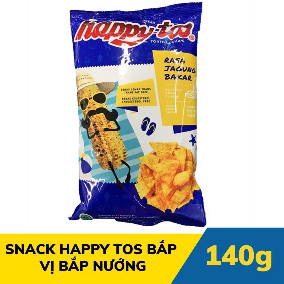 Snack Bắp Ăn Liền Happy Tos Bắp Vị Bắp Nướng Gói 140g - Nhập Khẩu Indonesia