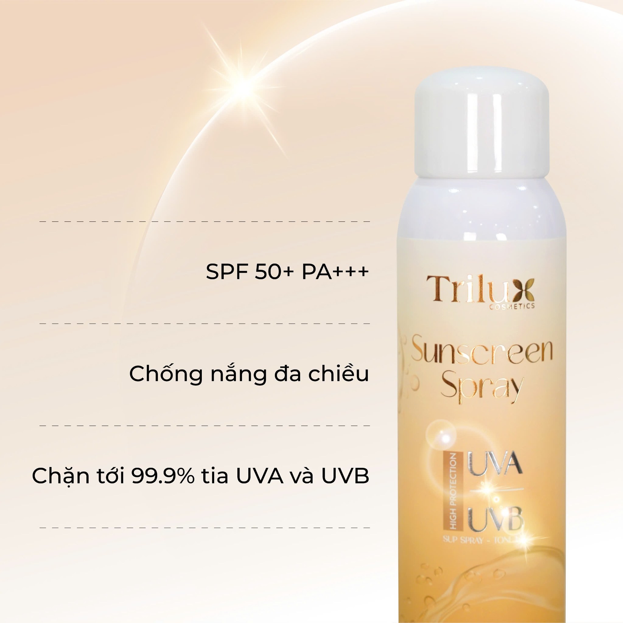 Xịt Chống Nắng Trilux SPF50 PA+++ Giúp Dưỡng Ẩm, Nâng Tone Hỗ Trợ Giảm Thâm Nám