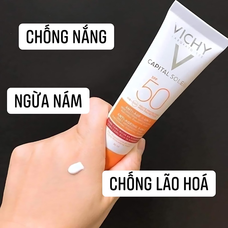 Kem Chống Nắng Bảo Vệ, Giảm Lão Hóa Vichy Capital Soleil 3in1 Anti-Aging SPF50 50ml