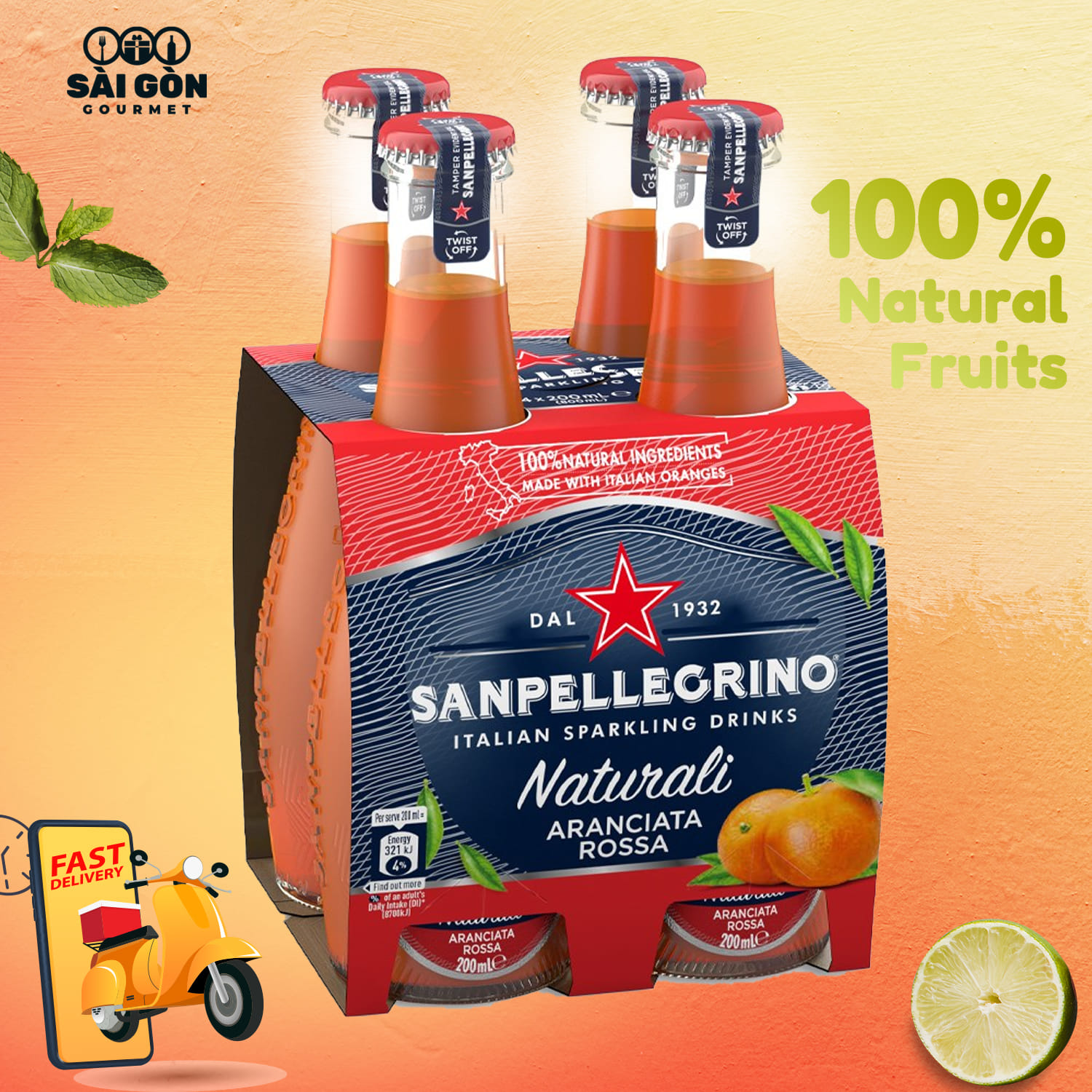 Nước cam hồng có ga Sanpellegrino - Aranciata rossa 200ml