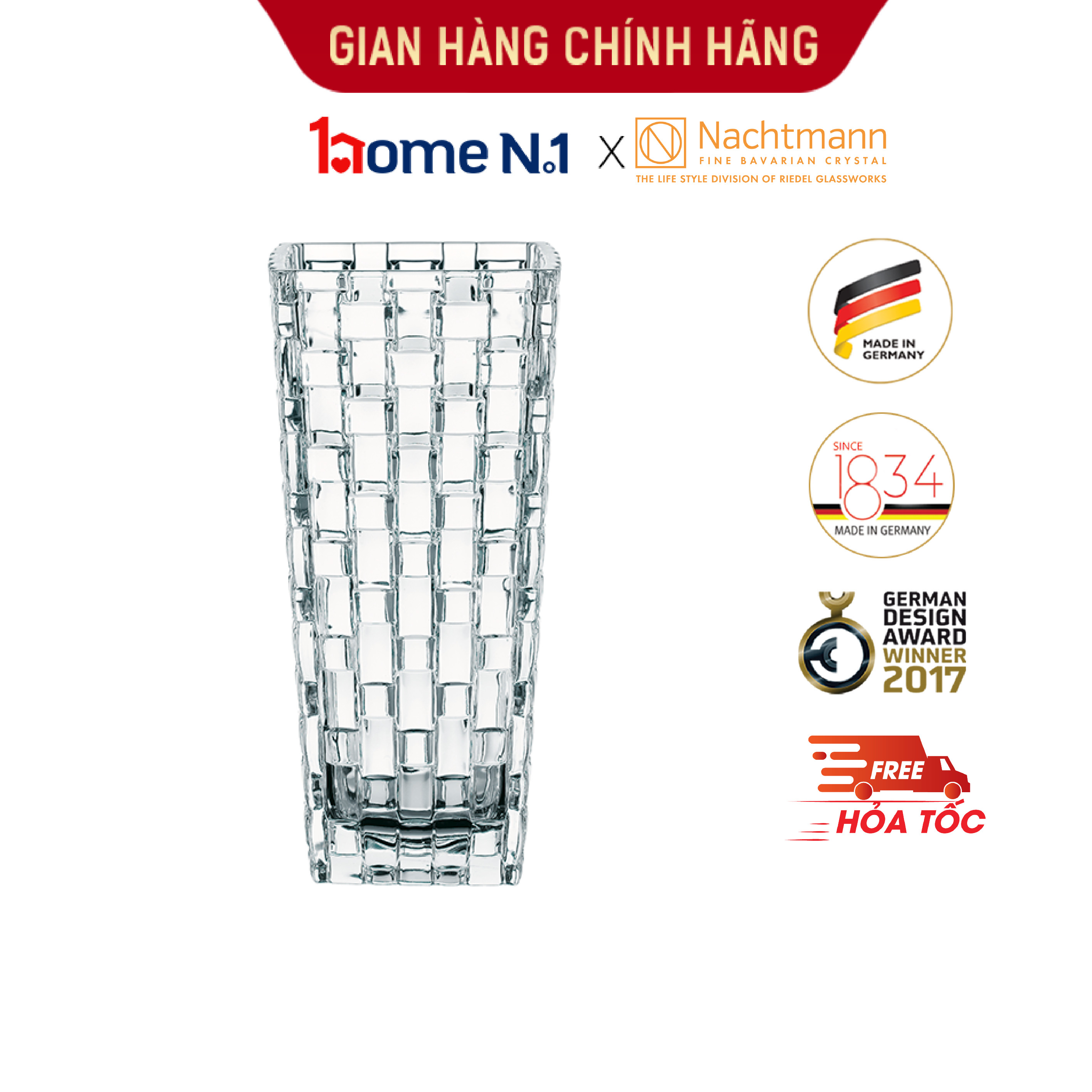 Bình hoa pha lê Nachtmann Bossa Nova 20cm - Hàng chính hãng Đức