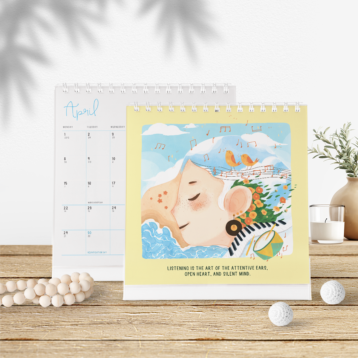 Lịch bàn 2024 SDstationery From Yourself with Love, cảm hứng phát triển bản thân, tiếng Anh, minh họa đẹp 20x24x7,5