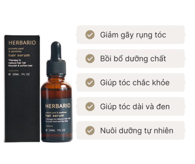 Serum tinh dầu vỏ bưởi và bồ kết Herbario 30ml pomelo peel &amp; gleditsia giảm rụng tóc, kích thích mọc tóc