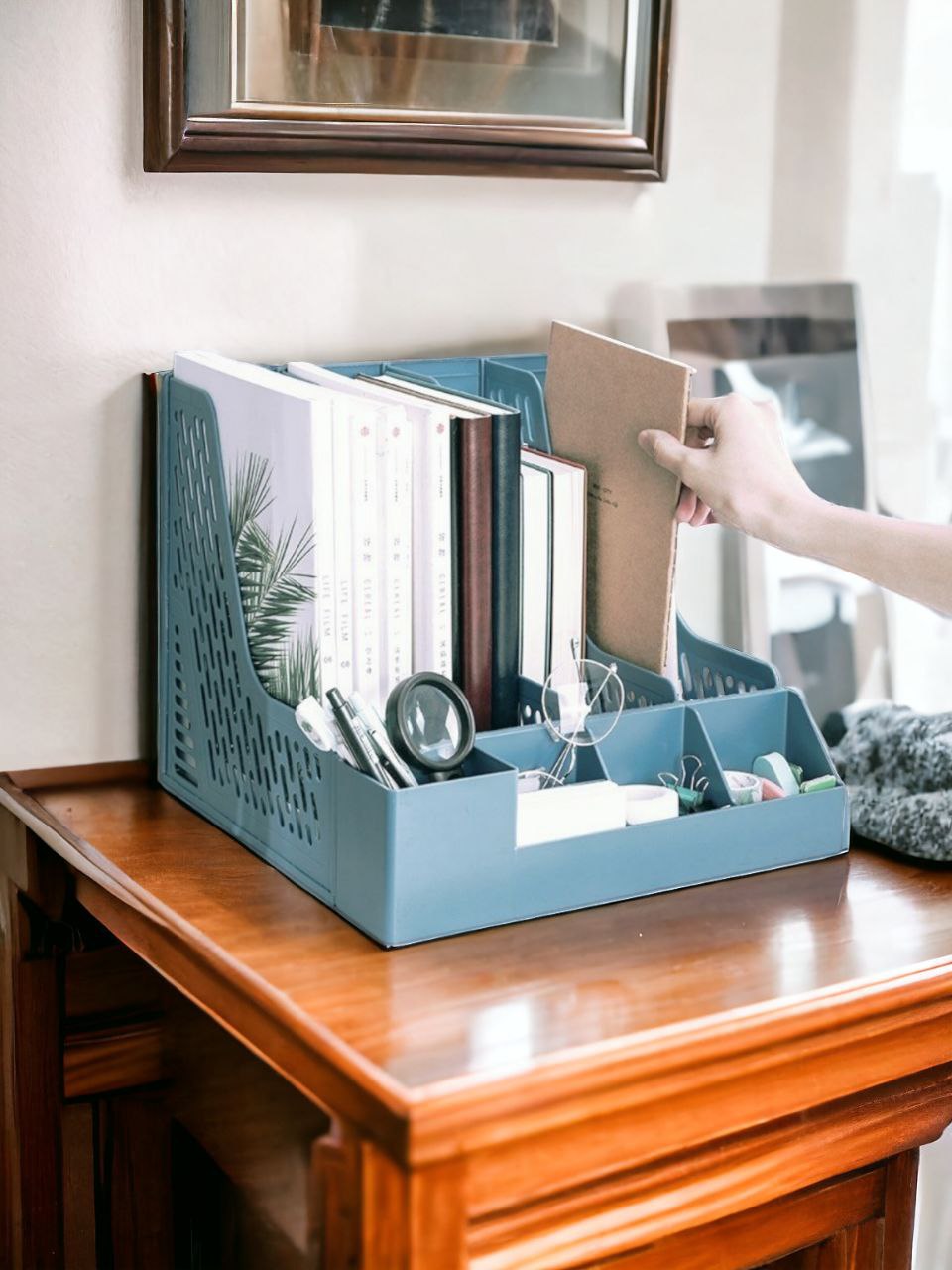 Kệ hồ sơ 3 Ngăn Ráp Liên hoàn với 4 ô Khay Để Bút