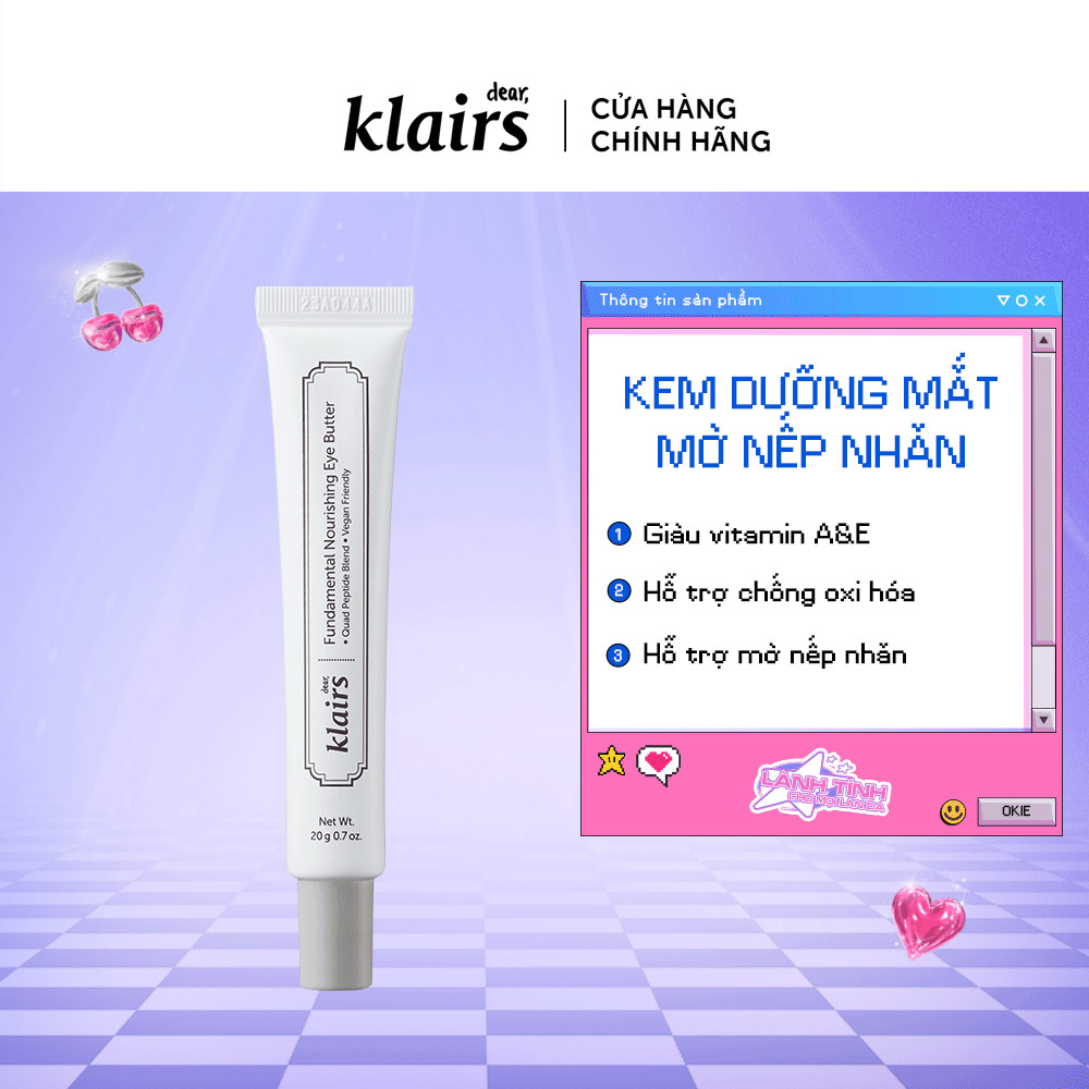 Kem Dưỡng Mắt Ngăn Ngừa Lão Hóa, Giảm Nếp Nhăn Klairs Fundamental Nourishing Eye Butter 20g