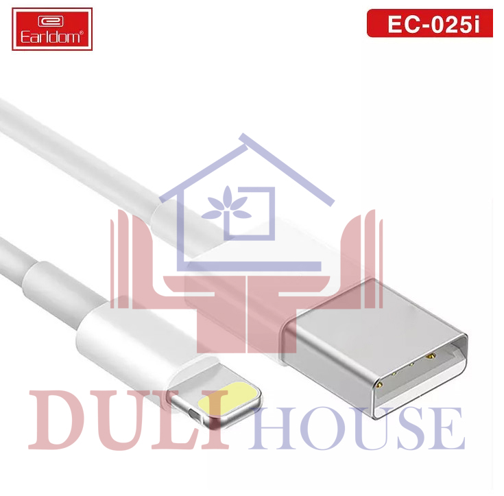 Cáp Sạc iPhone Earldom EC-025i Nhựa Siêu Bền - Hỗ Trợ Sạc Nhanh 2A - Dây Dài 1M Chống Rối, Chống Đứt - Hàng Chính Hãng