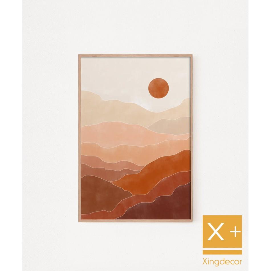 tranh mặt trời mọc tone đỏ cam ,tranh treo tường, tranh để bàn , tranh canvas, có đinh và móc tặng kèm.