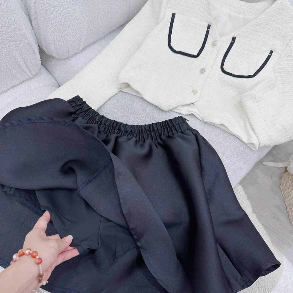 Set bộ nữ, Áo ren viền túi kèm chân váy chất áo dạ dày dặn Trendy Clothing
