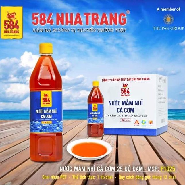 Thùng 12 chai Nước mắm Nhỉ 584 Nha Trang 25 độ đạm, Nước mắm Truyền Thống, Chai 1 Lít, Date luôn mới