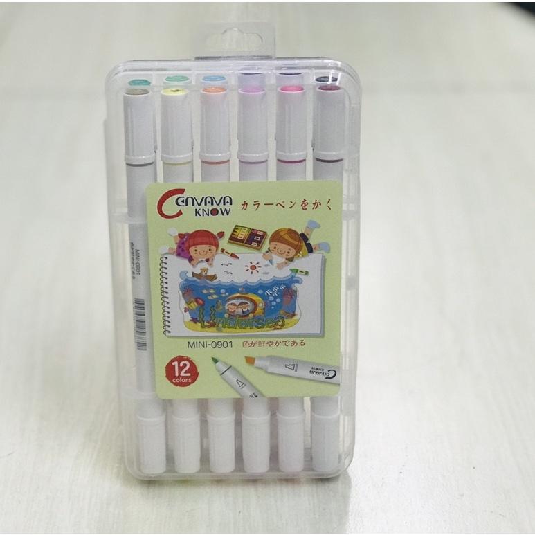 Bút Marker Vẽ Tranh Chuyên Nghiệp 12 - 48 Màu 2 Đầu Thân Nhỏ