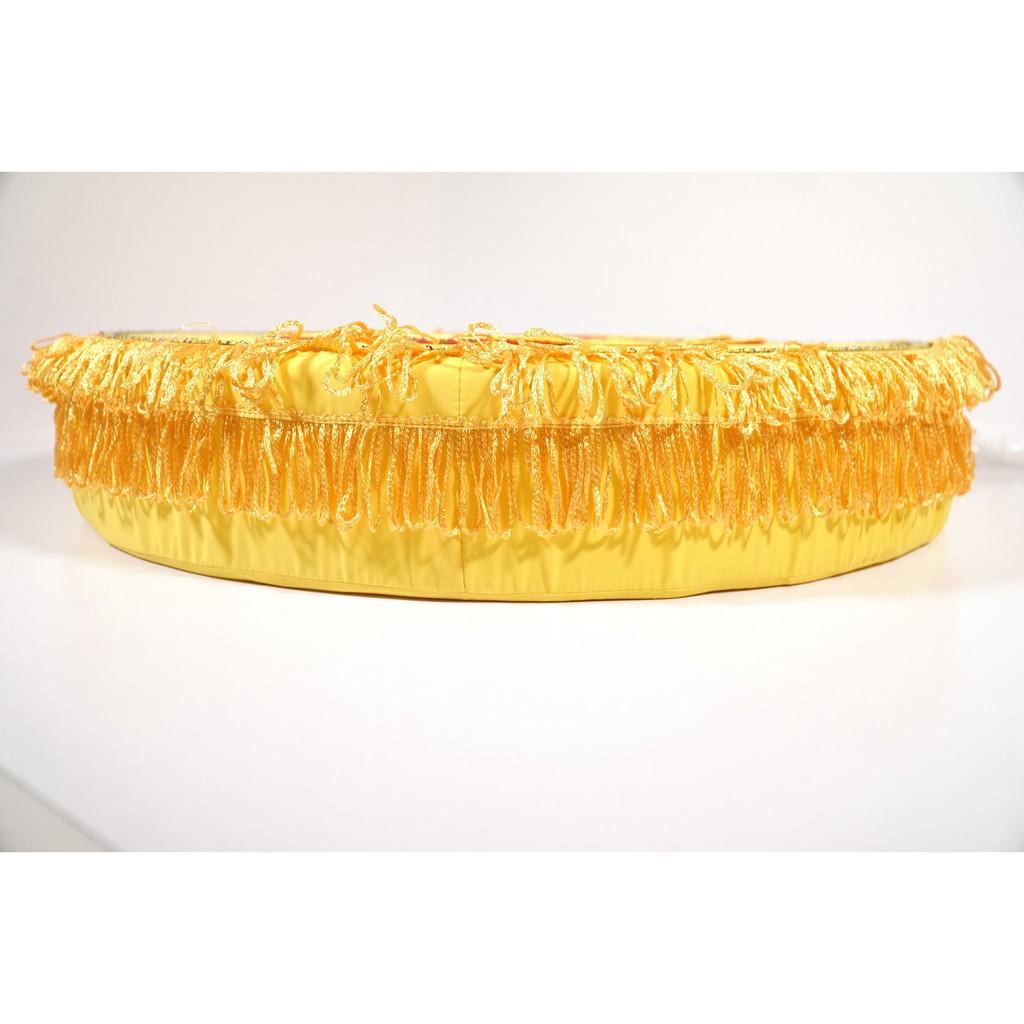 Tọa cụ ngồi thiền tròn hoa sen vàng vải thêu mút êm ái bền chắc - Đường kính 55cm dày 10cm