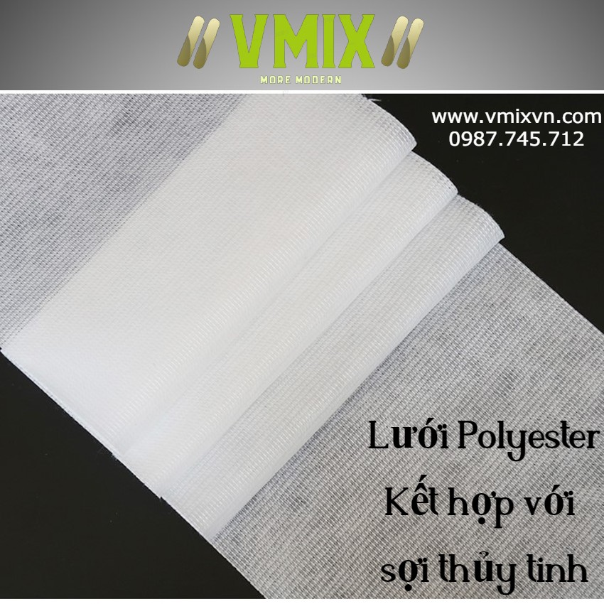 Lưới vải polyester kết hợp sợi thủy tinh gia cường chống thấm,mềm rất dễ thi công trên bề mặt gồ ghề,thấm nhanh vào hóa chất chống thấm .