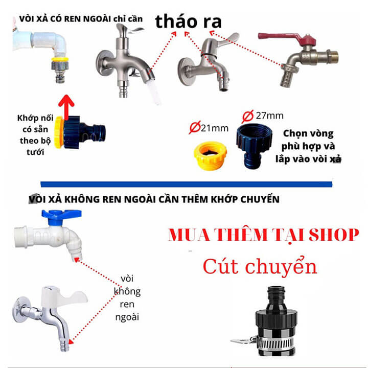 Hệ thống phun sương tưới cây làm mát tự động 10 mét dây 10 béc tưới, ống tưới cây nhỏ giọt tự động, vòi phun sương