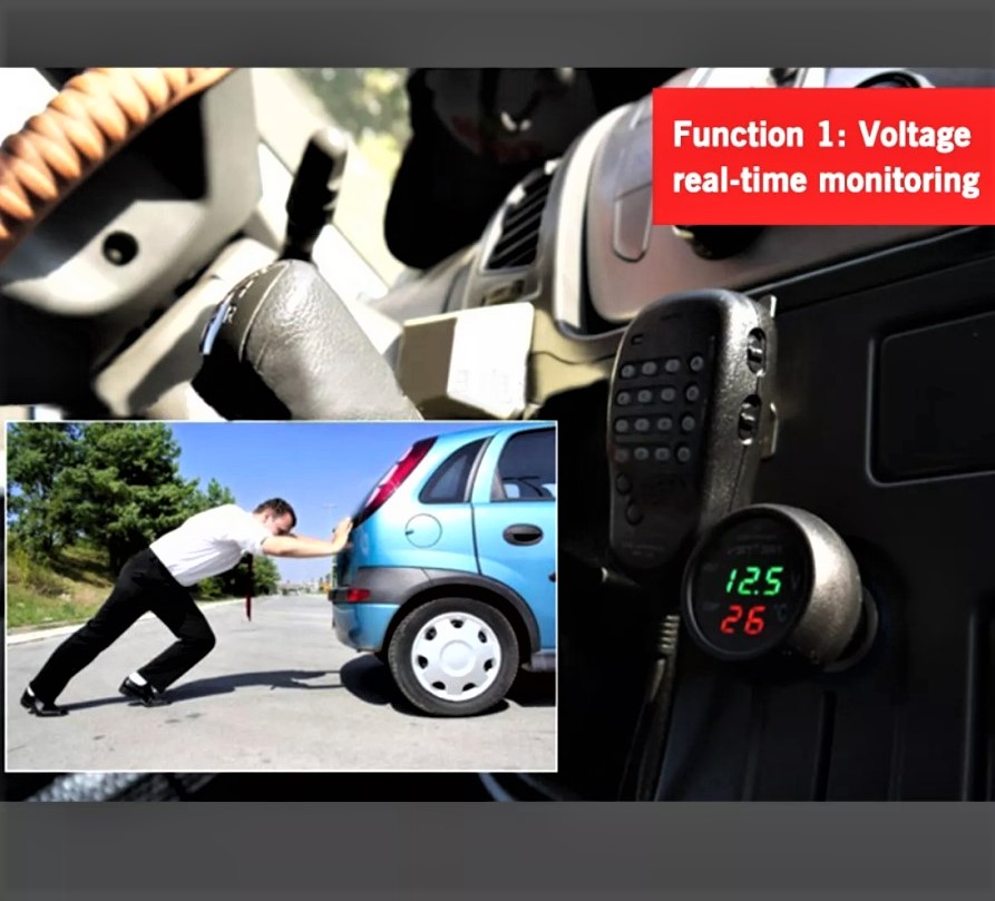 Tẩu sạc điện thoại ô tô 3in1 kèm đồng hồ đa năng báo nhiệt độ báo vôn ắc quy loại tốt mẫu mới