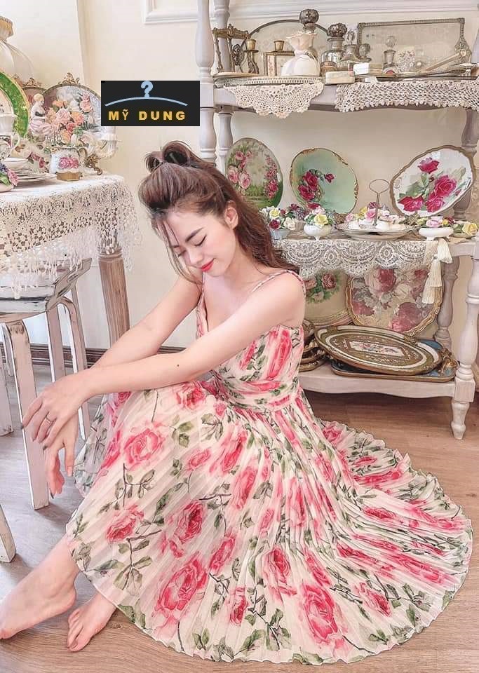 ĐẦM 2S XOÈ HOA DẬP LY  PHONG CÁCH NHẸ NHÀNG, NGỌT NGÀO- HÀNG THIẾT KẾ LOẠI 1