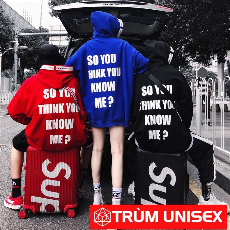 Áo Hoodie Thun Nỉ Nam Dài Tay Có Mũ Kiểu Dáng Thời Trang màu xanh SO YOU THINK YOU NOW ME aothununisex