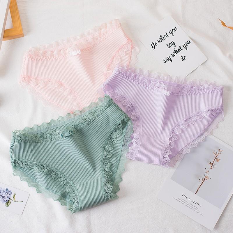 Quần Lót Cotton Cạp Ren Nâng Mông Xuất Nhật