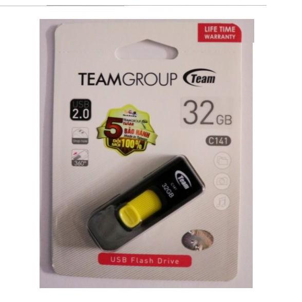 Usb 32Gb Team Group 2.0 C141 ( Đen - Vàng ) - Hàng Chính Hãng