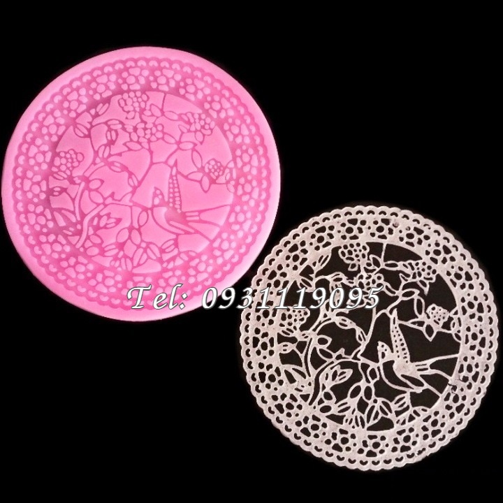 Khuôn silicon làm bánh, rau câu, fondant hoa văn nền bánh chim bồ câu - Mã số 1621
