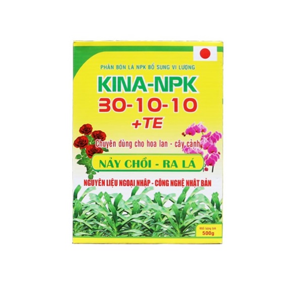 Hộp 500g Phân bón lá KINA 30-10-10+TE chuyên cho hoa Lan và cây cảnh giúp KÍCH RỄ - KÍCH CHỒI - RA LÁ