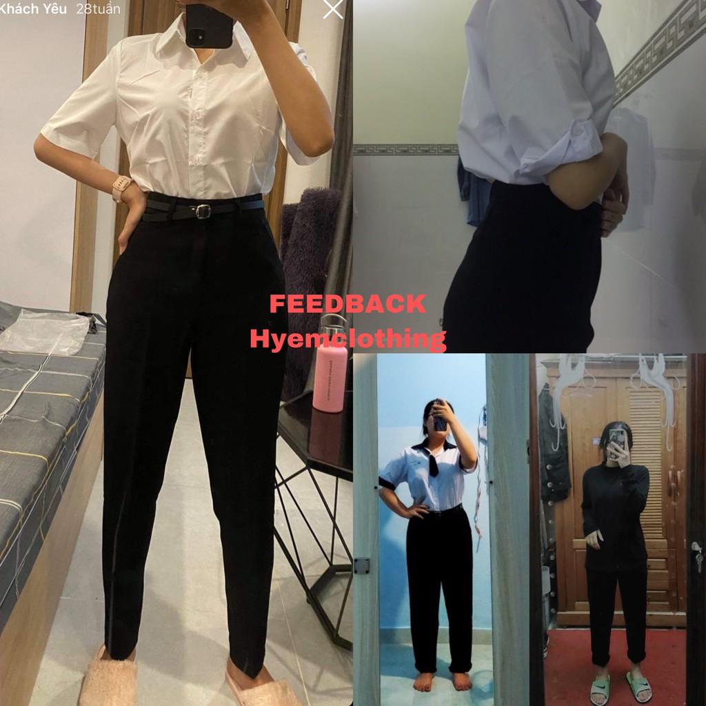 Quần Tây Nữ Lưng Cạp Siêu Cao Dáng Baggy Suông Dài Basic Đi Học Công Sở Cao Cấp-Có Bigsize