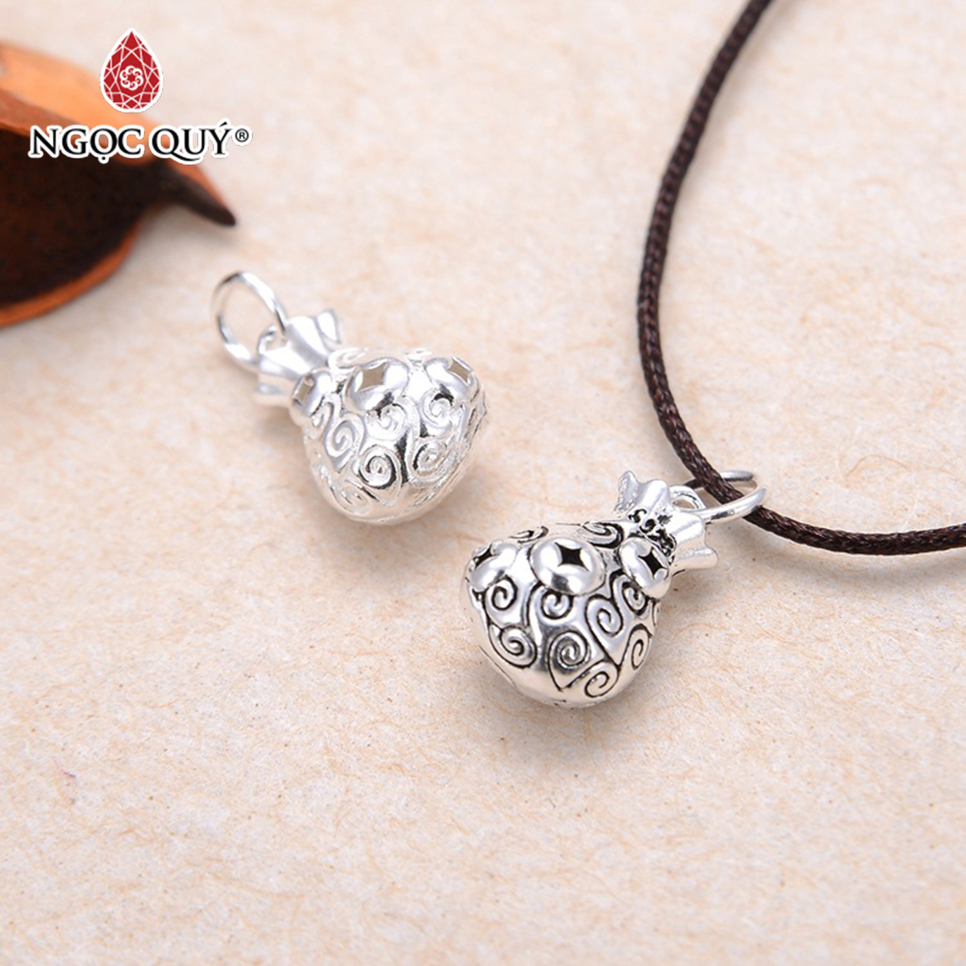 Charm bạc túi tài lộc treo - Ngọc Quý Gemstones