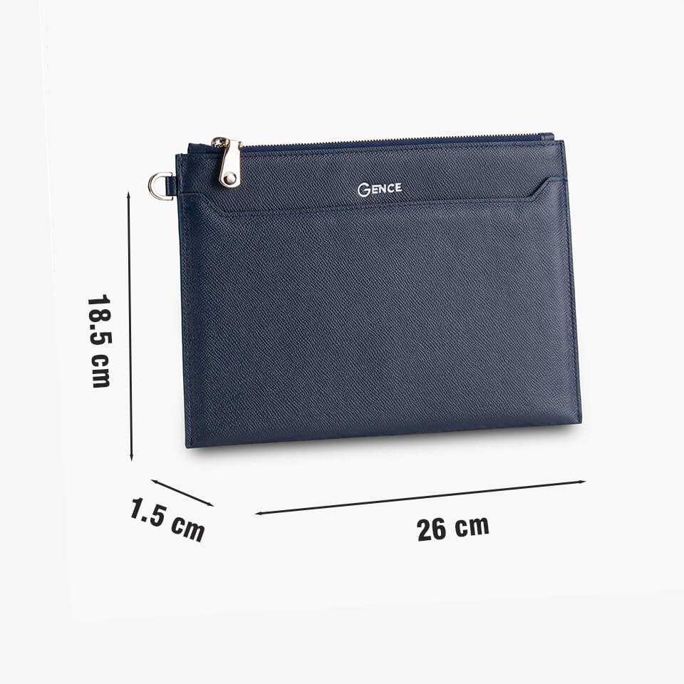 Clutch Nam Cầm Tay Ví Da Công Sở GENCE HT19 Da Bò Cao Cấp Màu Xanh Navy