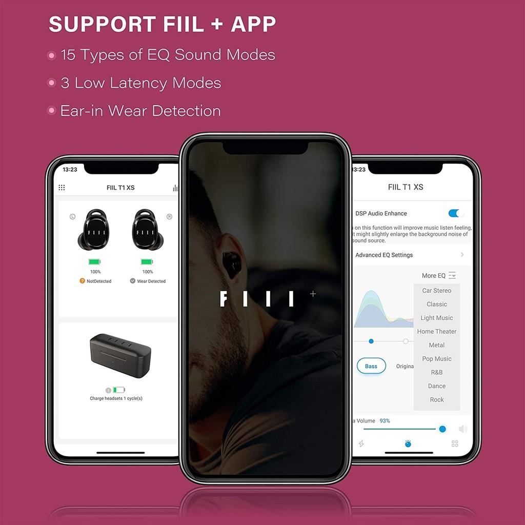 Tai nghe True Wireless FIIL T1XS - Hàng chính hãng | Bluetooth 5.0, Micro kép lọc ồn, Pin 24 giờ